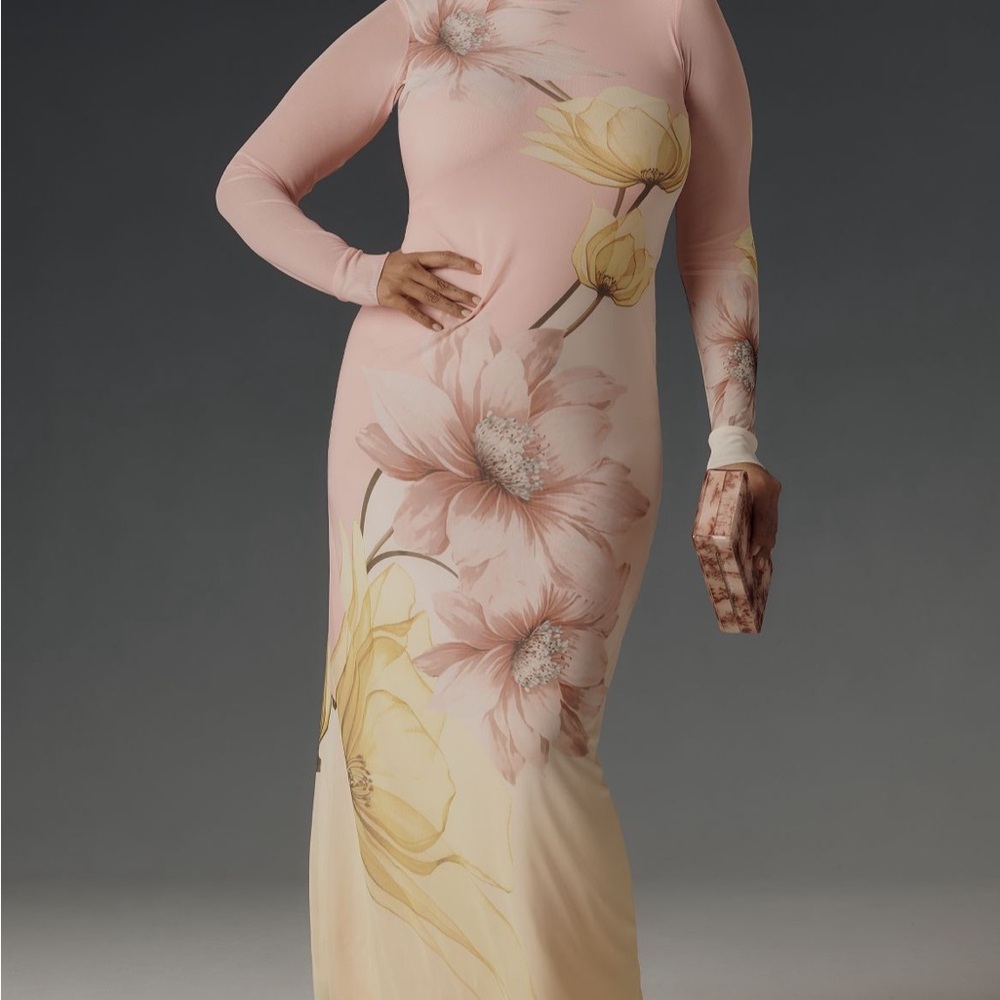 Floral Pink and Yellow Maxi Dress
